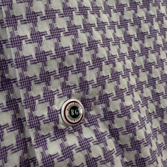 Robert Graham Button Up Shirt Men Designer Short Sleeve Purple Check Medium - Picture 11 of 13